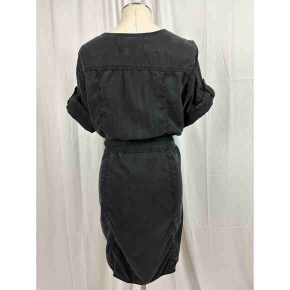 Pilcro Anthroplogie Washed Black V Neck SS Cargo Shirt Dress Size M - Picture 6 of 13